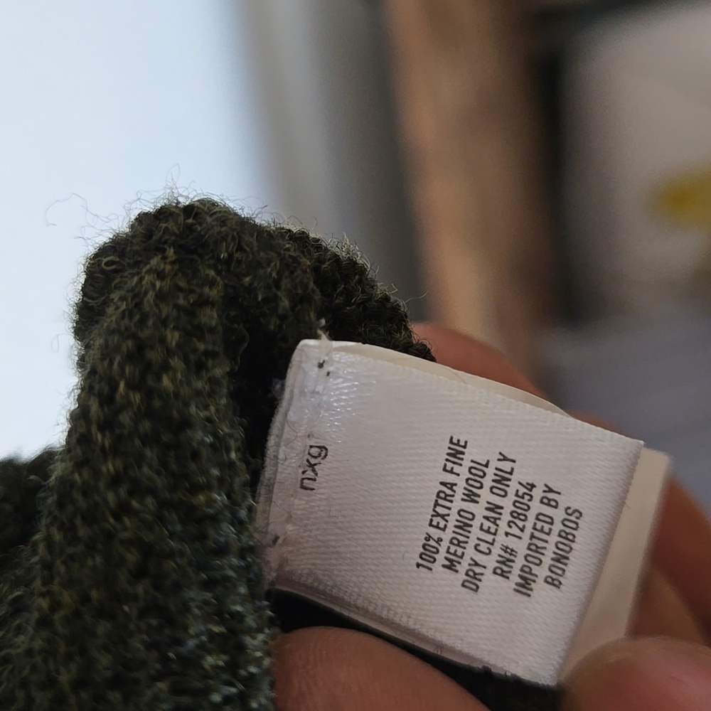 Bonobos Dark Green Academia 100% Extra Fine merino Wool sweater - Picture 6 of 7
